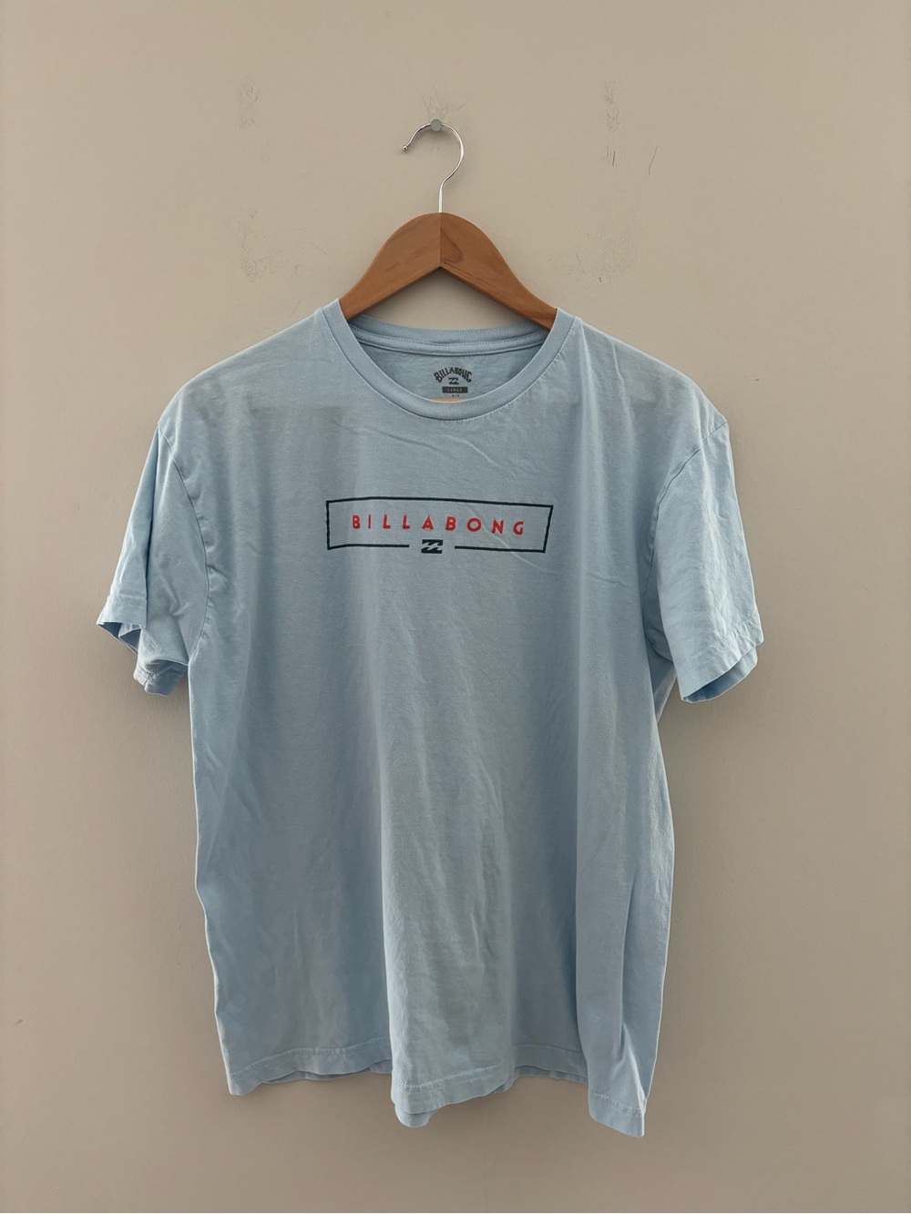 Billabong Light Blue Logo Graphic T-Shirt Men's Large Short Sleeve Surf Tee